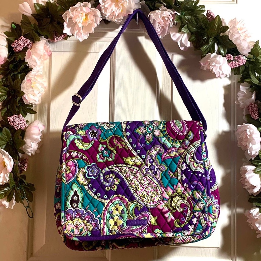 Vera Bradley purple paisley messenger bag